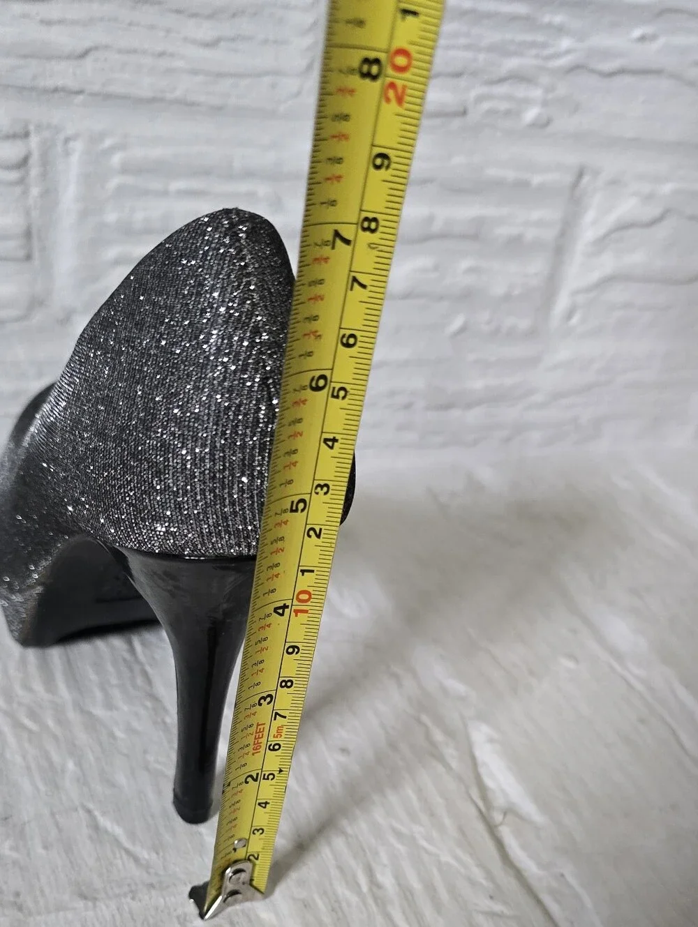Glitter Platform Stiletto Pumps in Silver